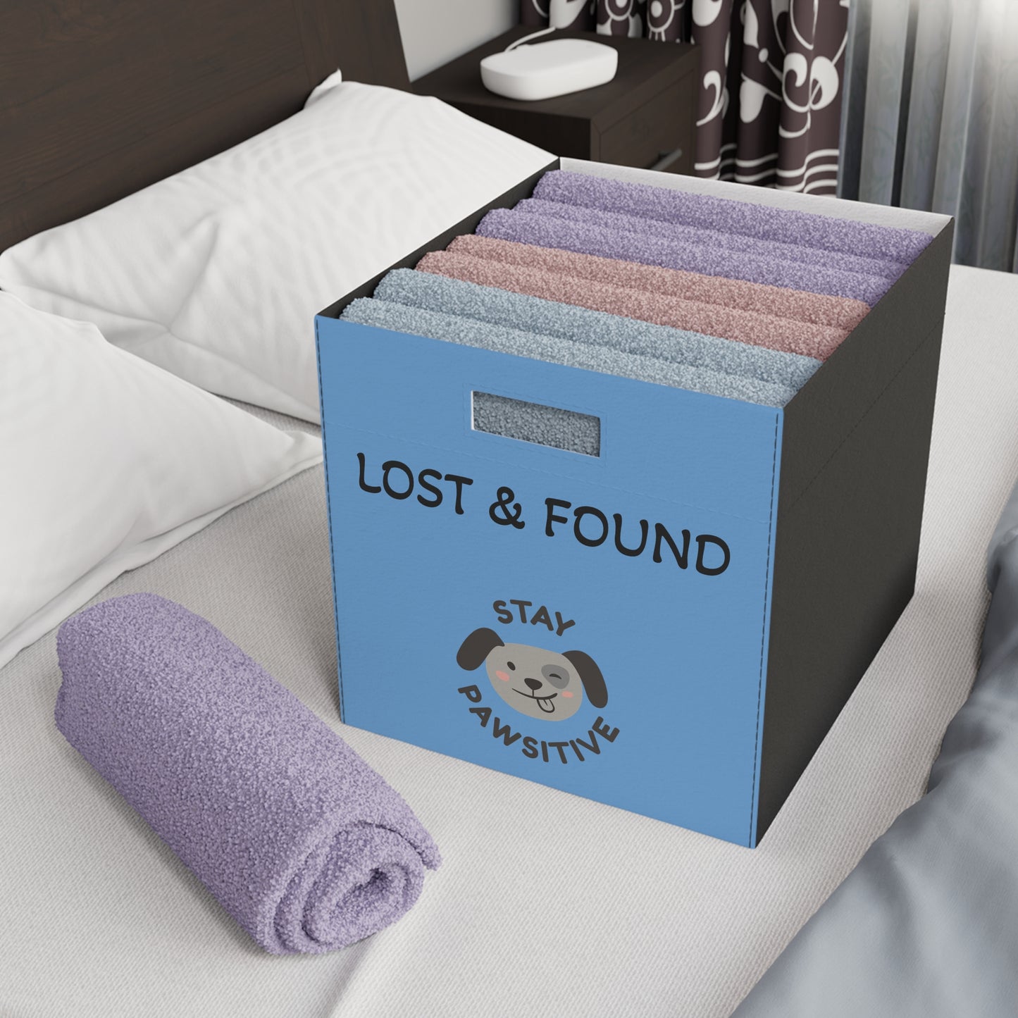 Felt Storage Box — 'Lost & Found' Dog Toy Organizer (Stay Pawsitive)