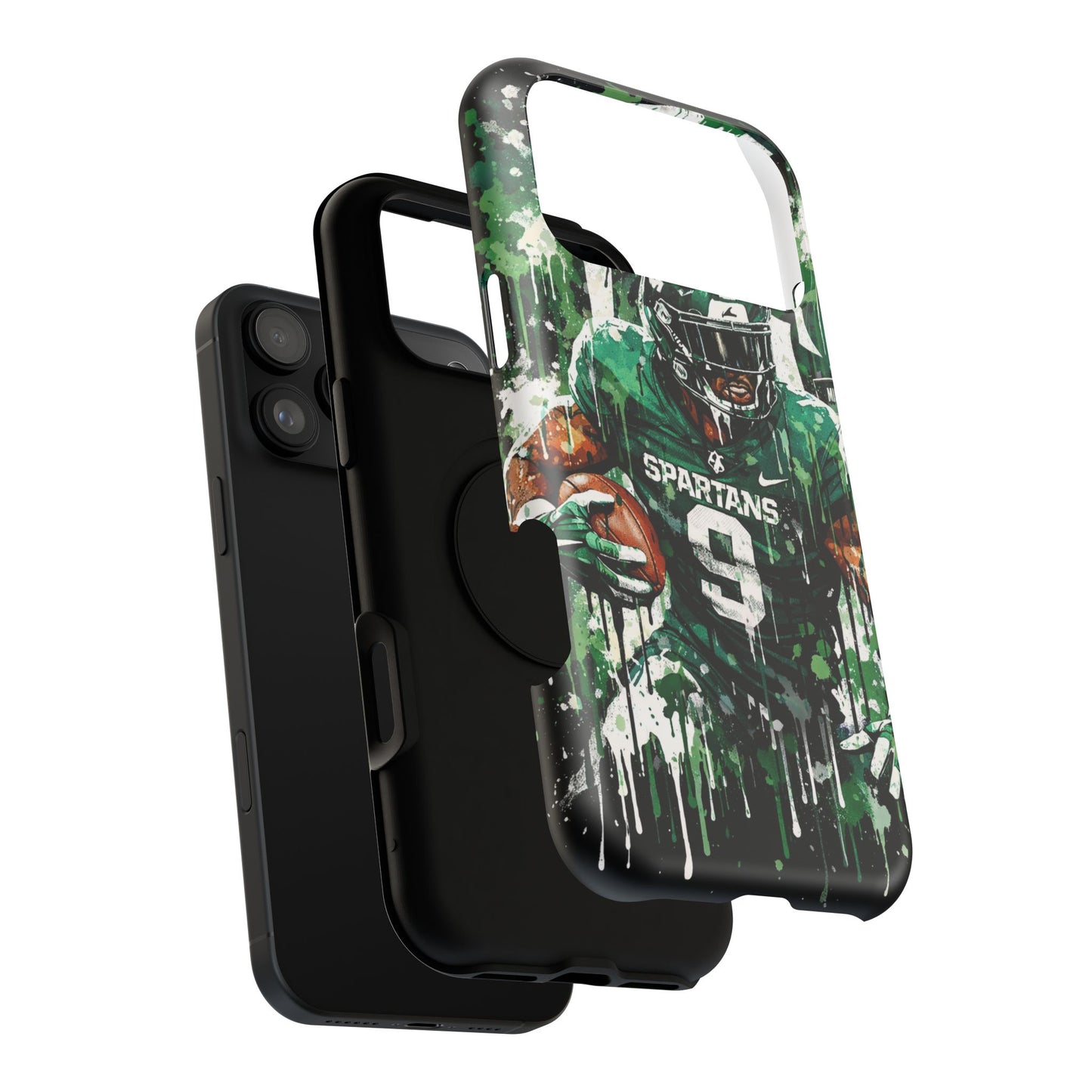 Spartans Football Impact-Resistant Phone Case — Drip Art Player Design