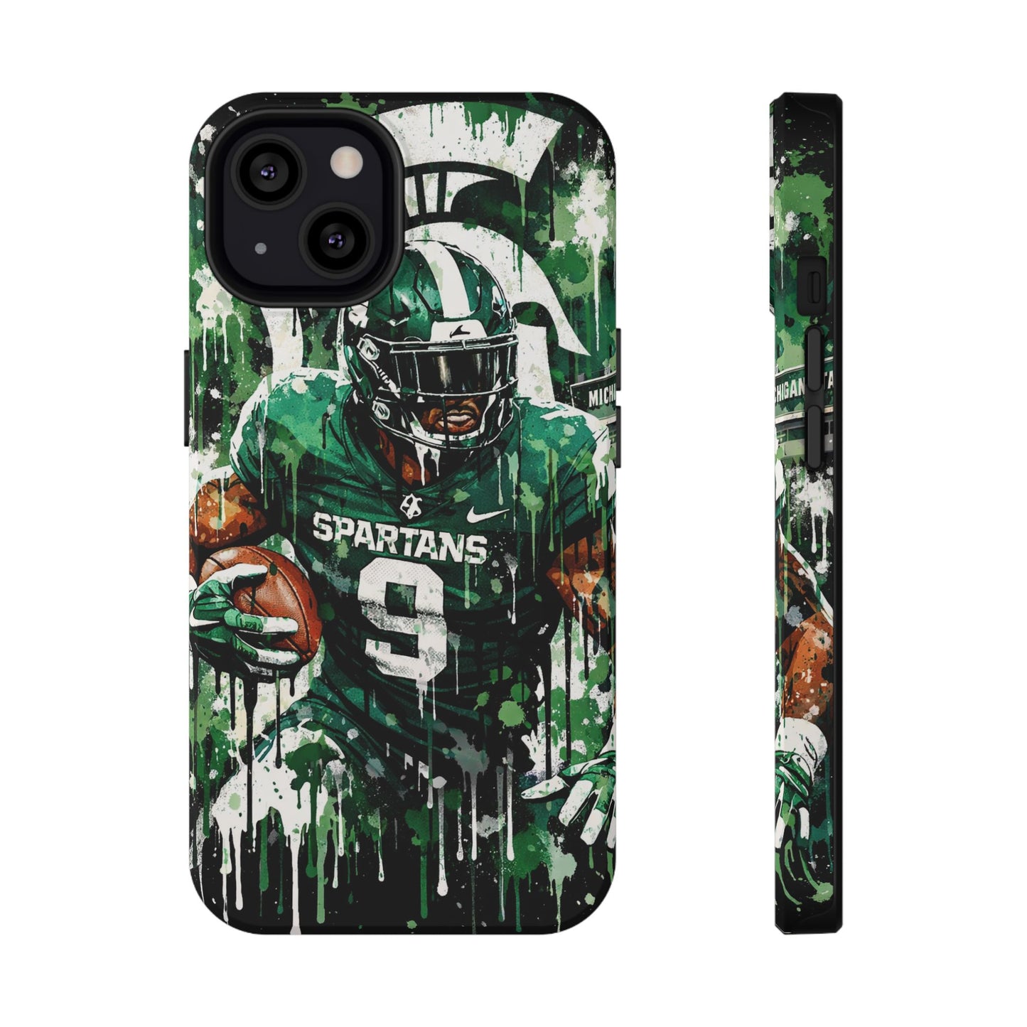 Spartans Football Impact-Resistant Phone Case — Drip Art Player Design