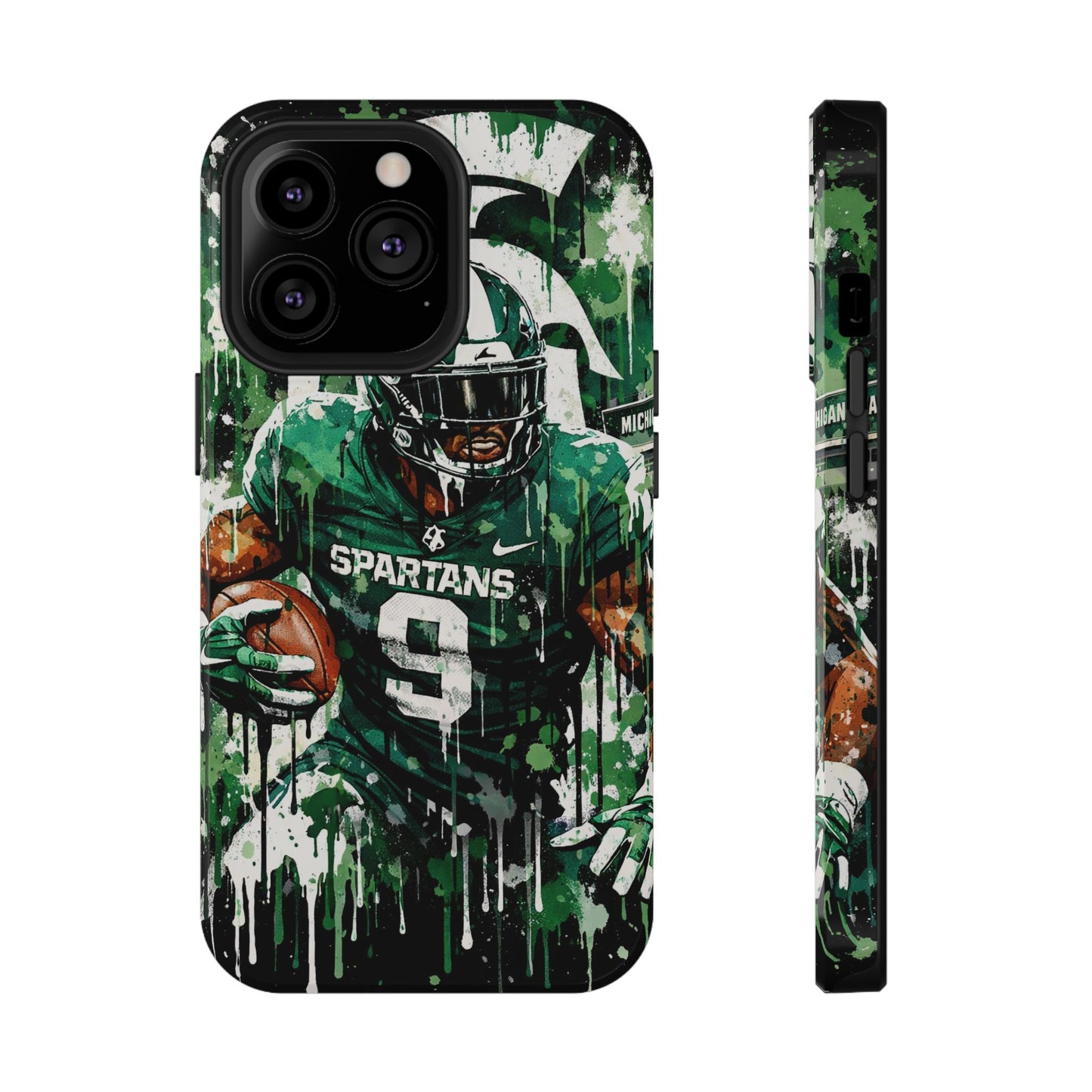 Spartans Football Impact-Resistant Phone Case — Drip Art Player Design