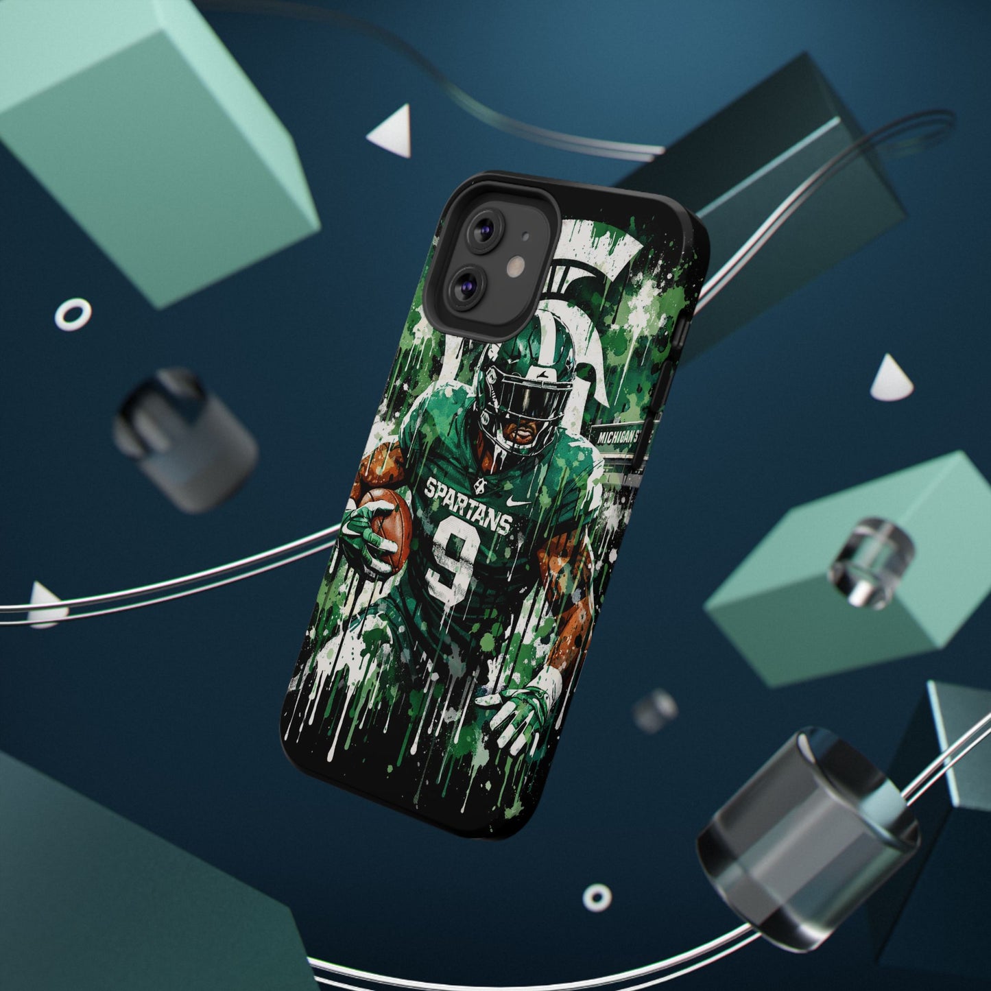 Spartans Football Impact-Resistant Phone Case — Drip Art Player Design