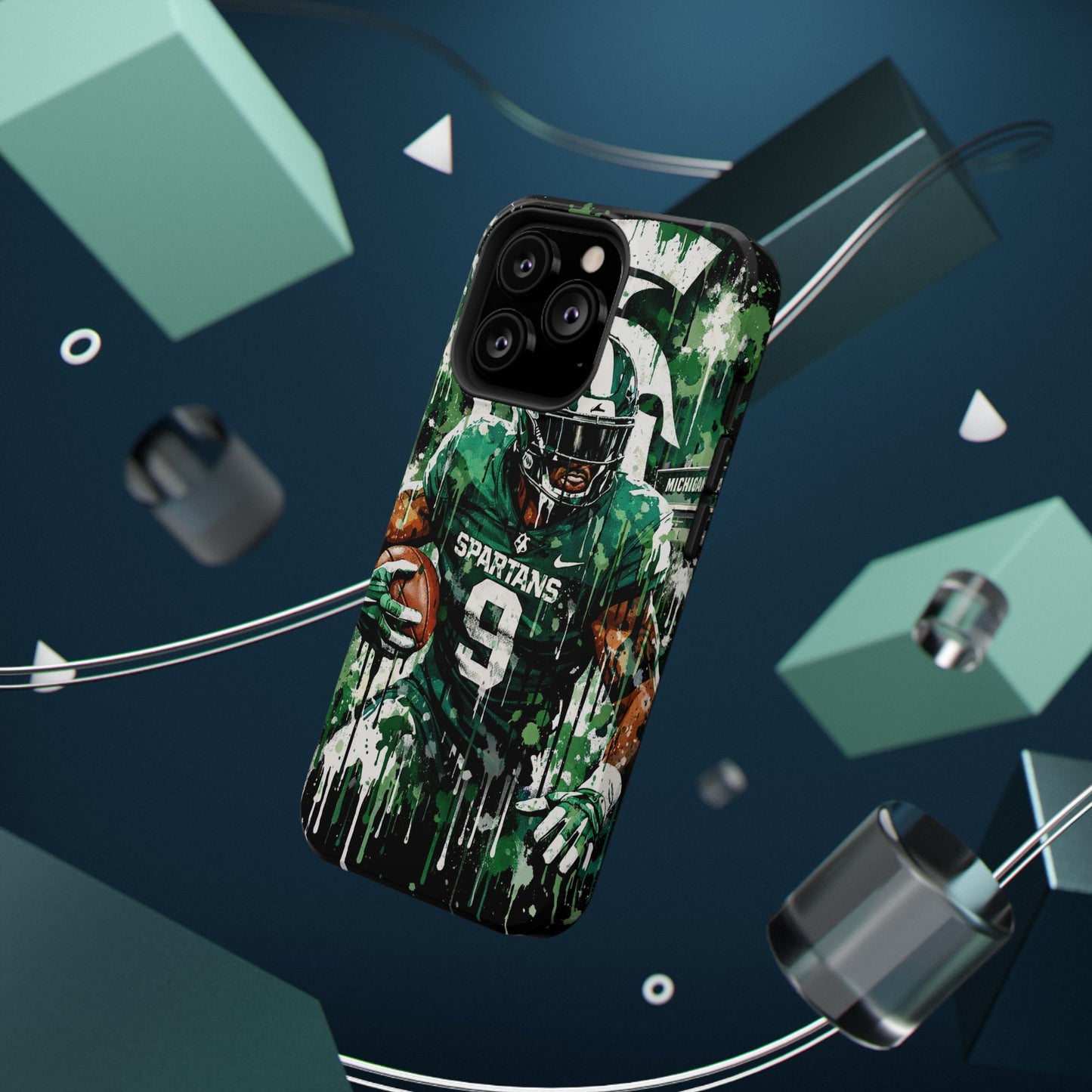 Spartans Football Impact-Resistant Phone Case — Drip Art Player Design