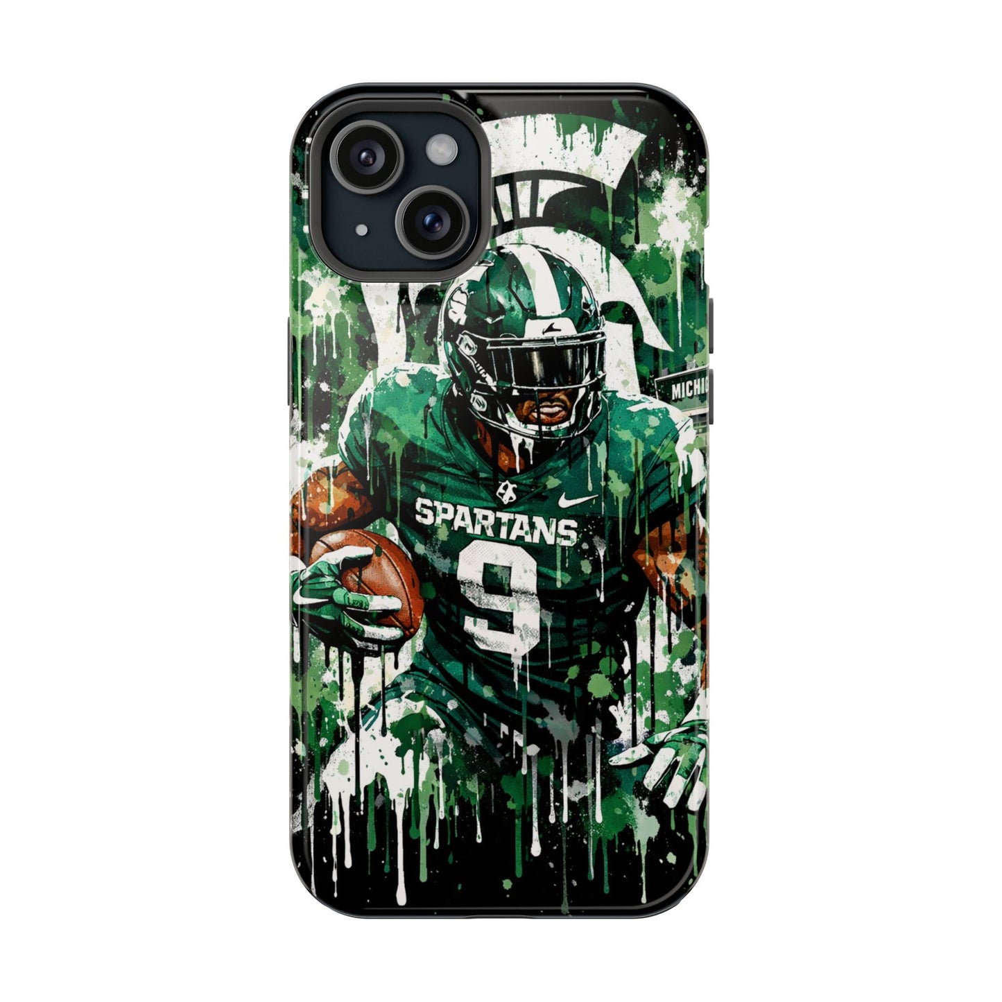 Spartans Football Impact-Resistant Phone Case — Drip Art Player Design