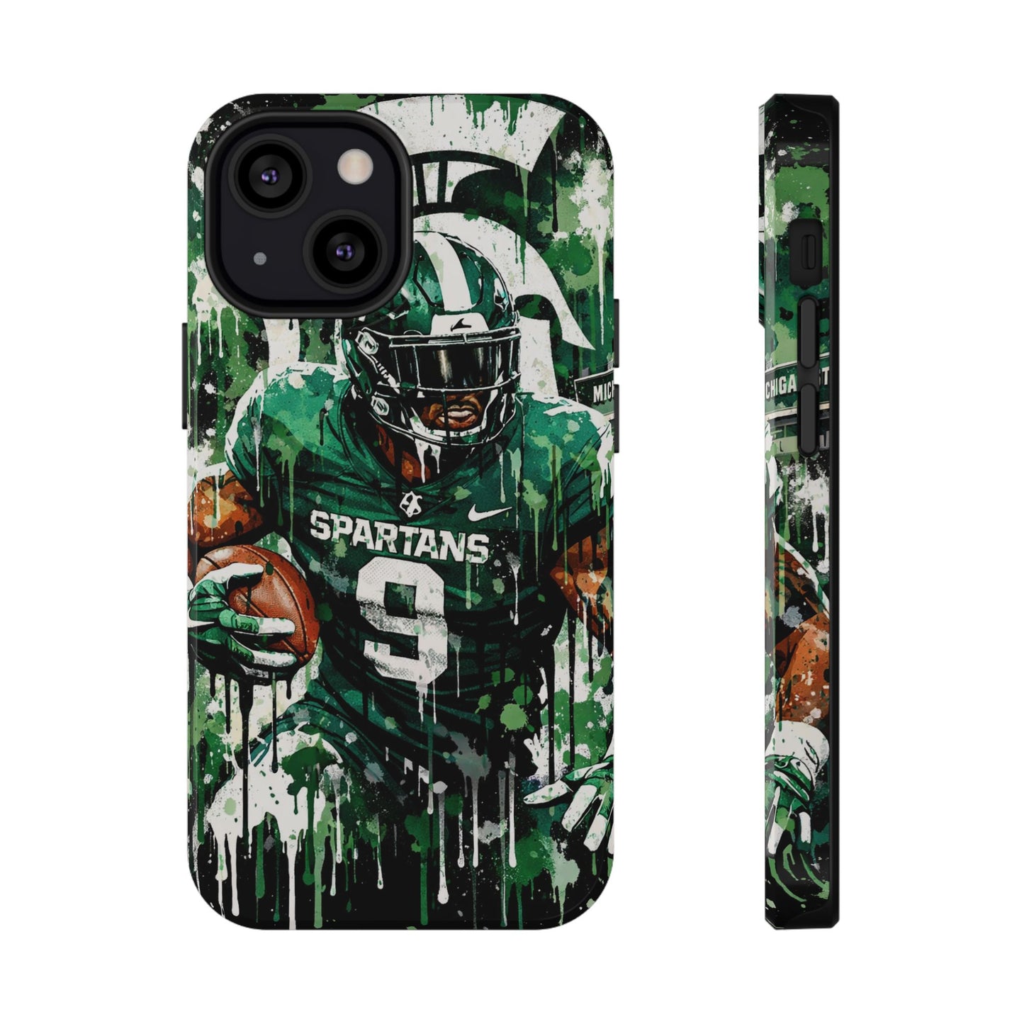 Spartans Football Impact-Resistant Phone Case — Drip Art Player Design