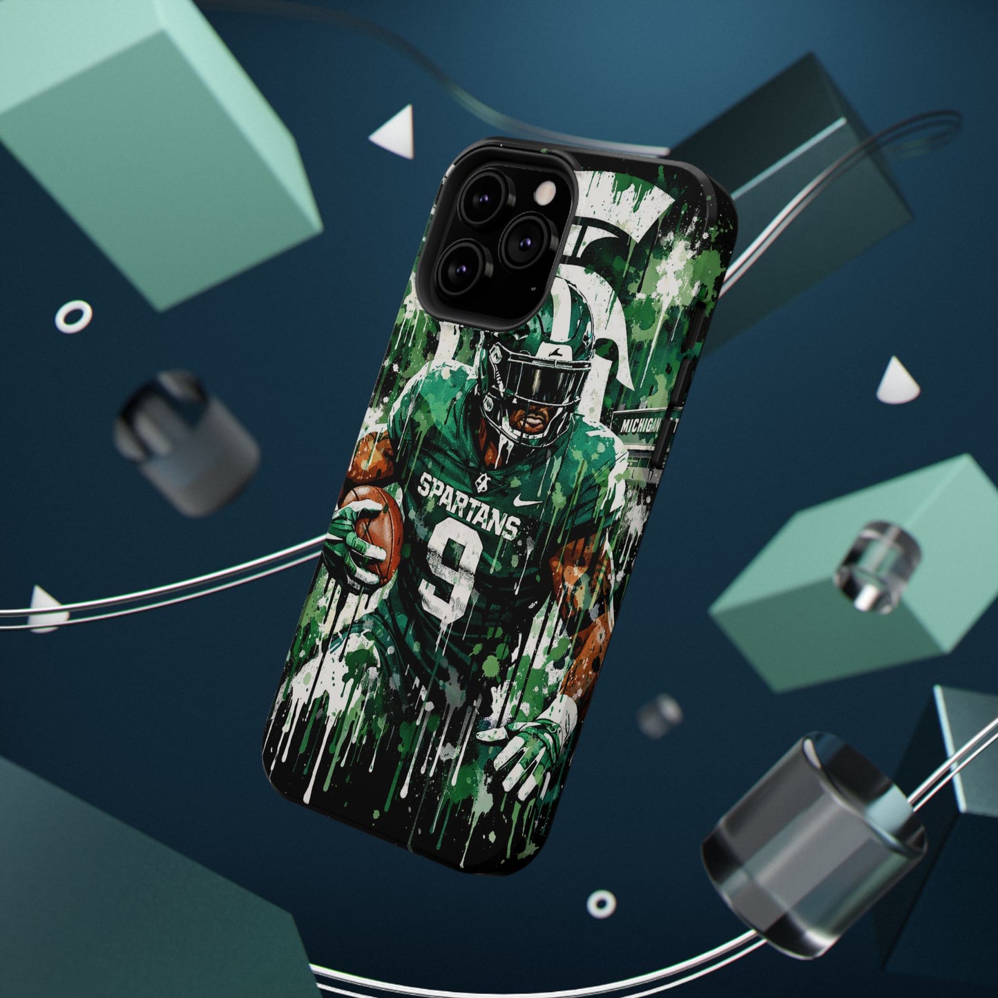 Spartans Football Impact-Resistant Phone Case — Drip Art Player Design