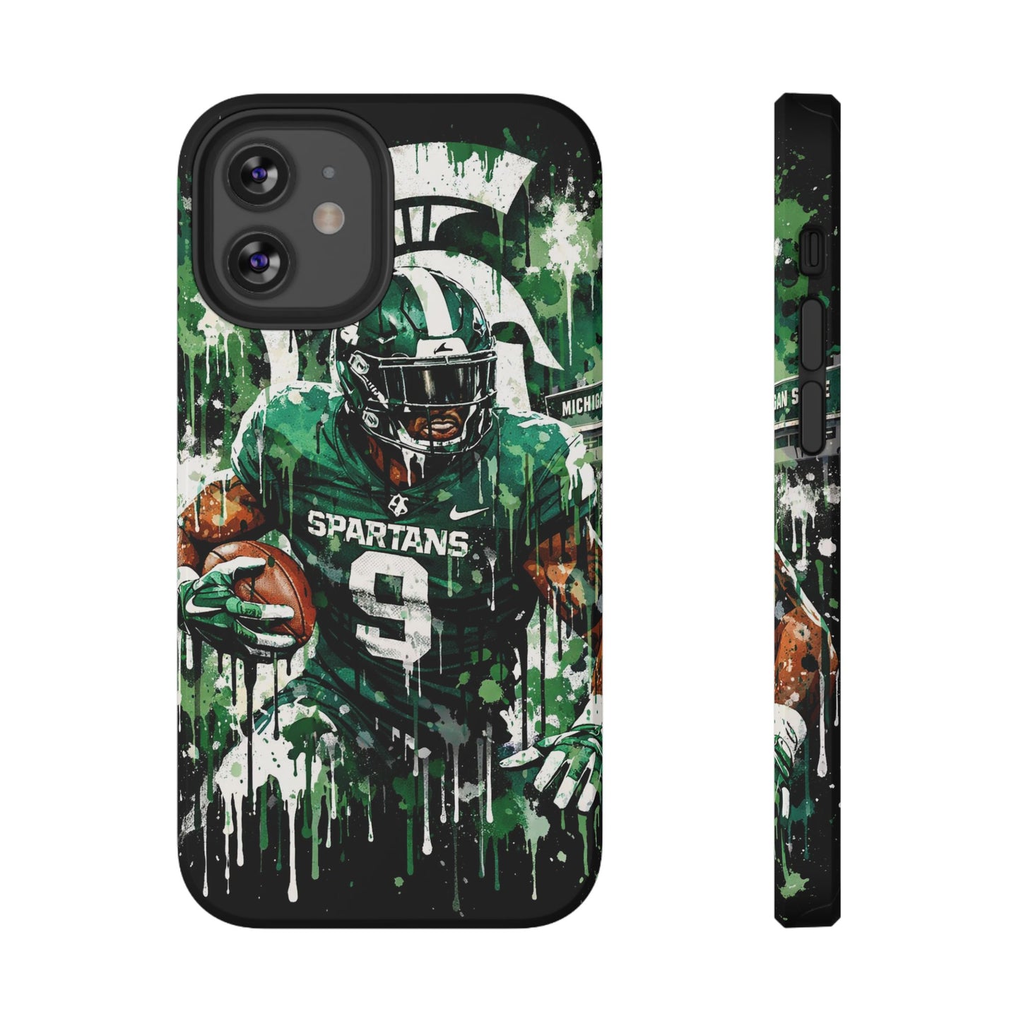 Spartans Football Impact-Resistant Phone Case — Drip Art Player Design