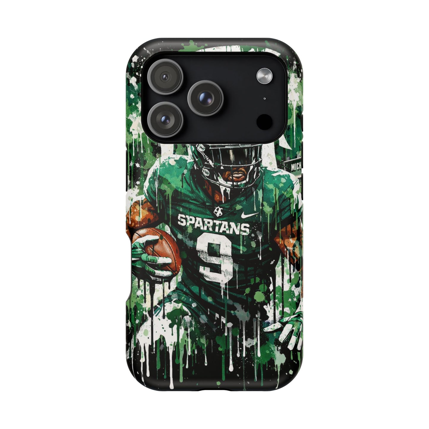 Spartans Football Impact-Resistant Phone Case — Drip Art Player Design
