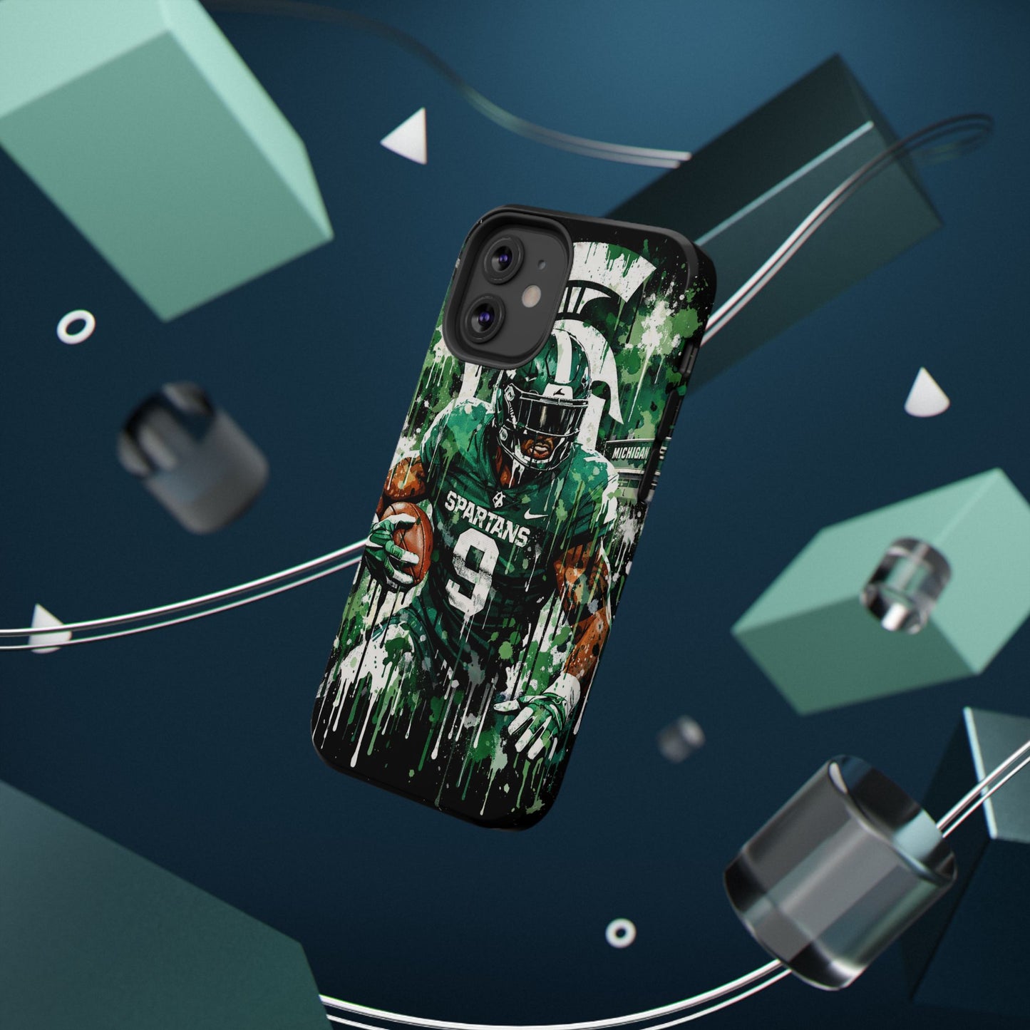 Spartans Football Impact-Resistant Phone Case — Drip Art Player Design