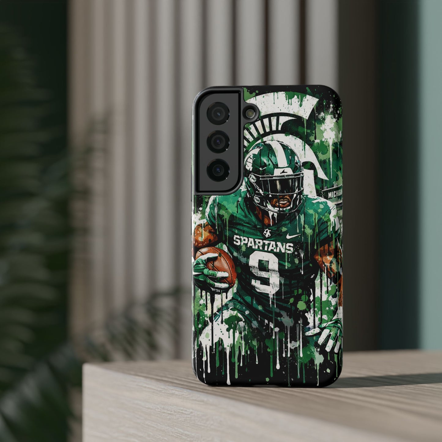 Spartans Football Impact-Resistant Phone Case — Drip Art Player Design