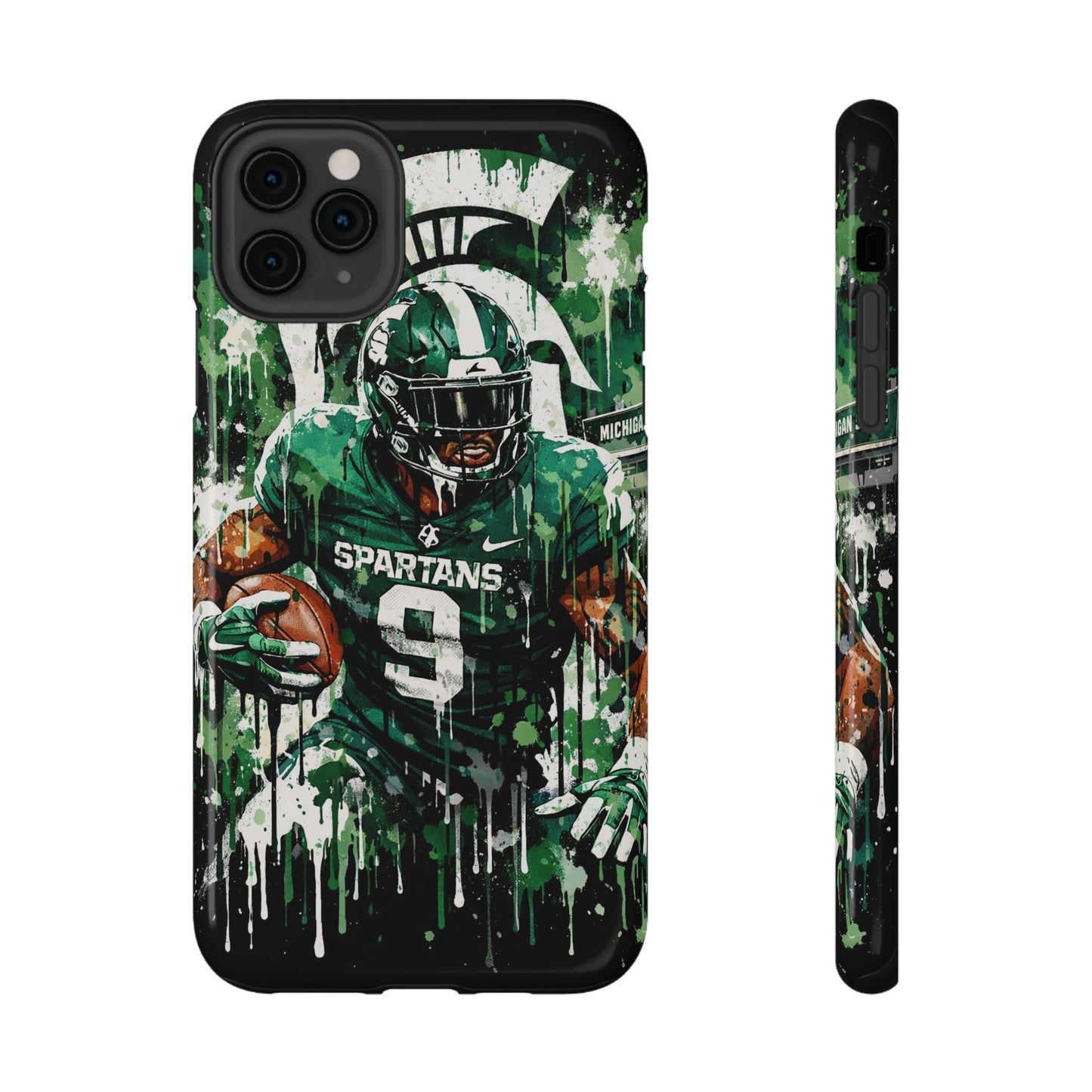 Spartans Football Impact-Resistant Phone Case — Drip Art Player Design