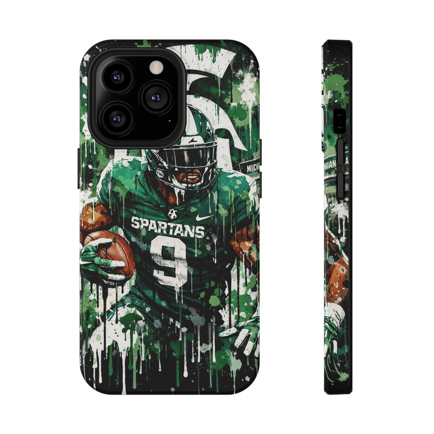 Spartans Football Impact-Resistant Phone Case — Drip Art Player Design