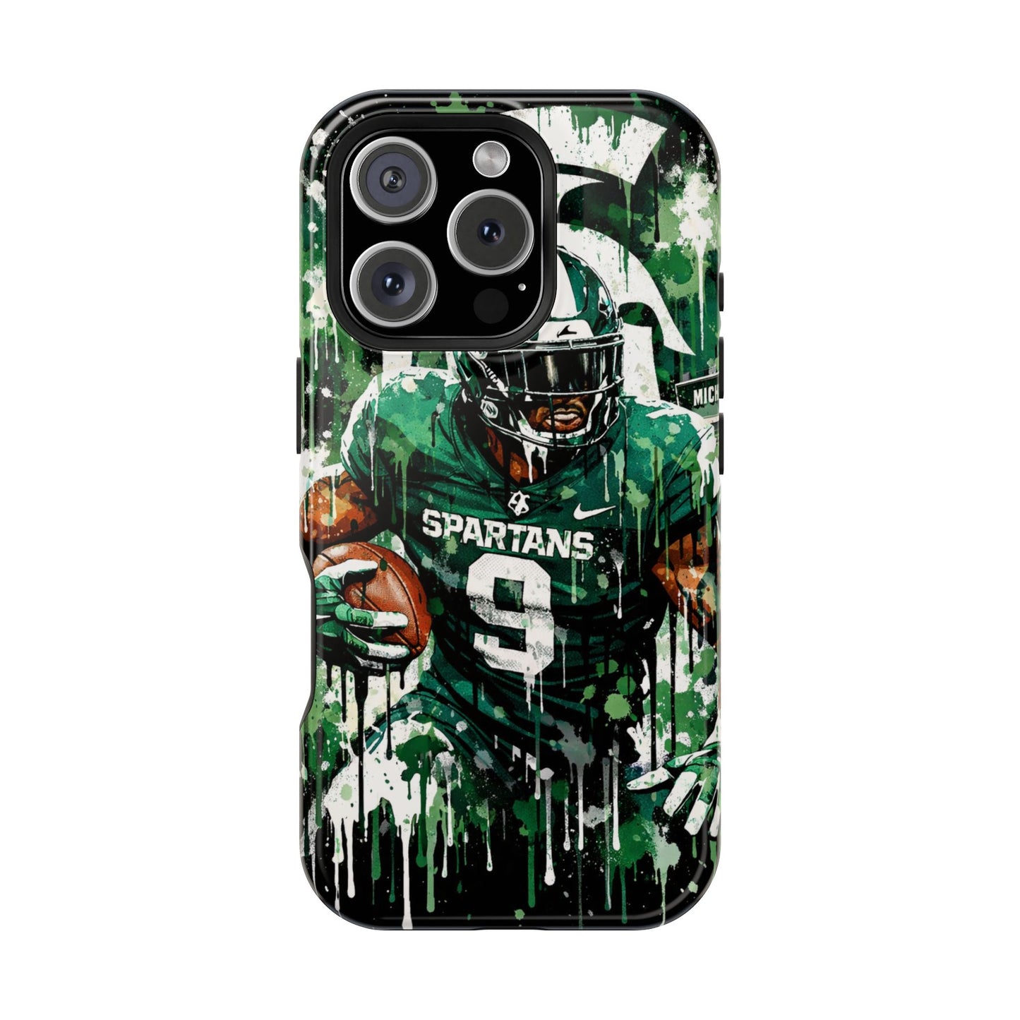 Spartans Football Impact-Resistant Phone Case — Drip Art Player Design