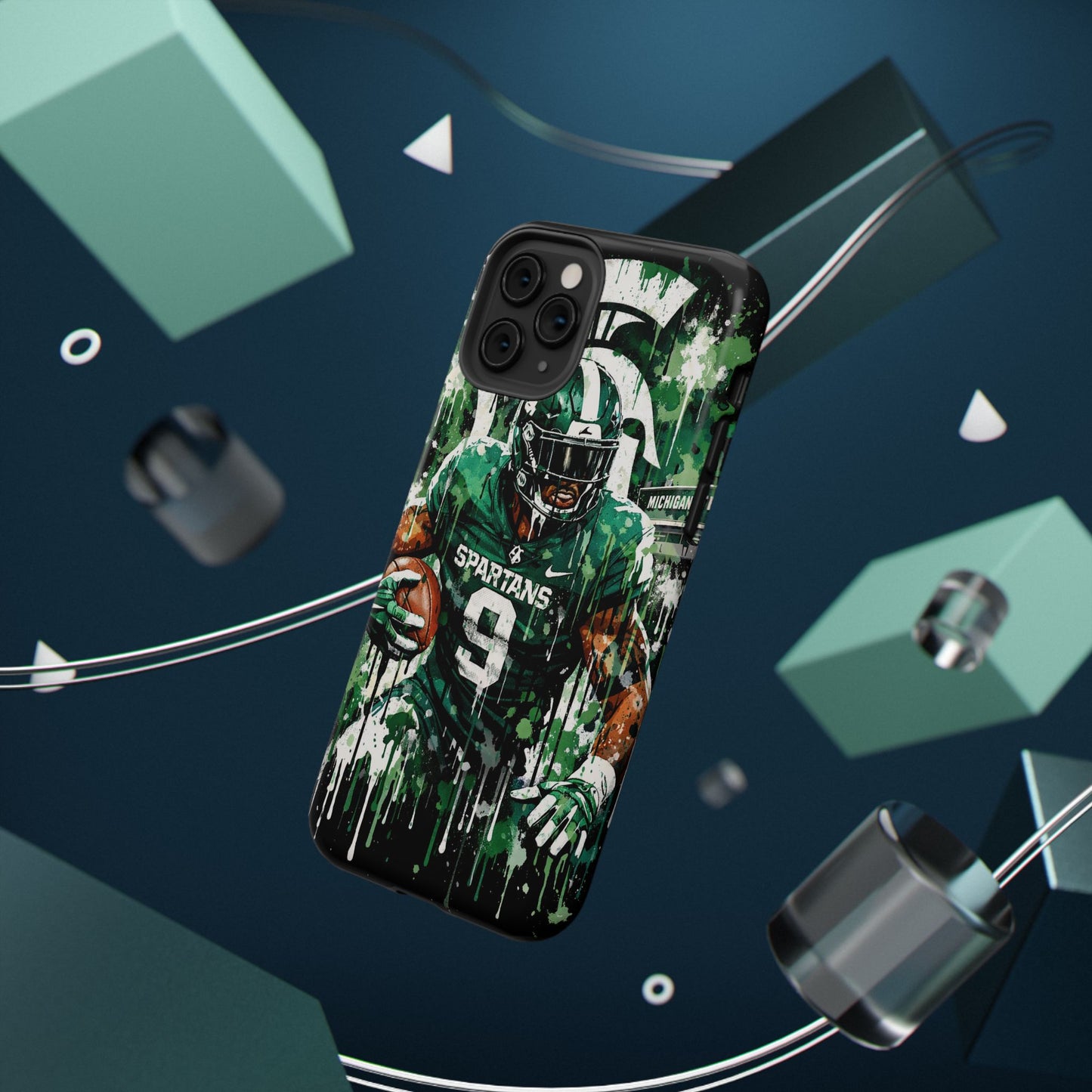 Spartans Football Impact-Resistant Phone Case — Drip Art Player Design