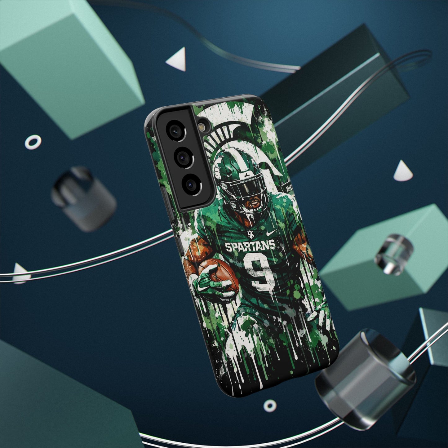 Spartans Football Impact-Resistant Phone Case — Drip Art Player Design