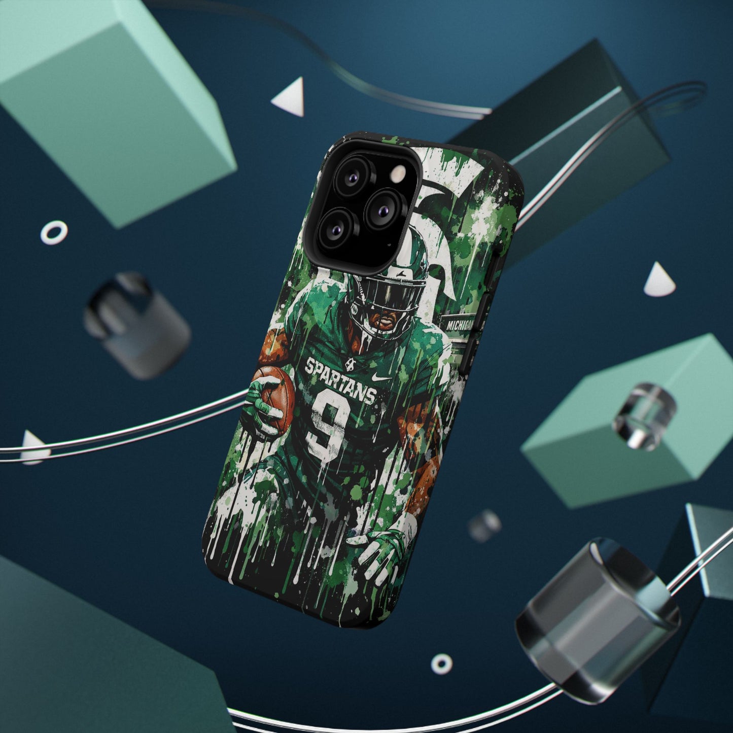 Spartans Football Impact-Resistant Phone Case — Drip Art Player Design