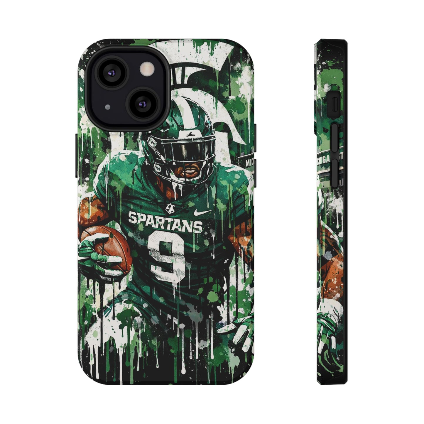 Spartans Football Impact-Resistant Phone Case — Drip Art Player Design