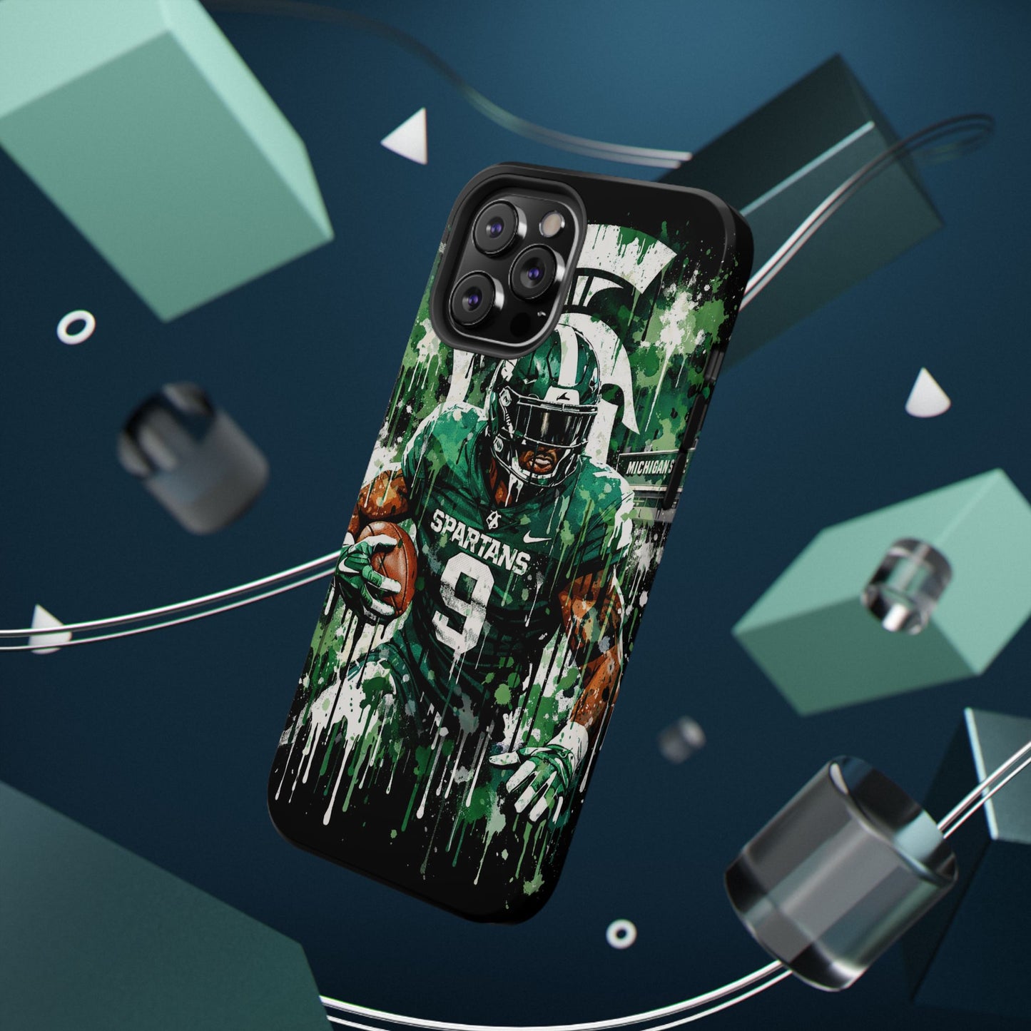 Spartans Football Impact-Resistant Phone Case — Drip Art Player Design